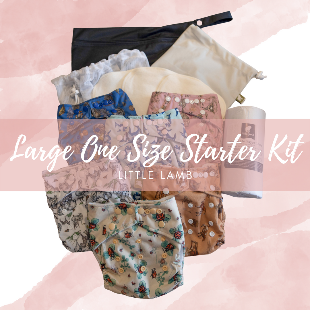 Little Lamb Large One Size Pocket Nappy Starter Kit