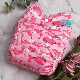 Alva Baby Pink Whales Pocket Nappy|Summer Sweets Baby