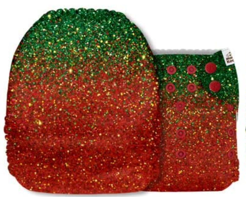Mama Koala Christmas Red & Green Glitter Pocket Nappy