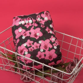 Alva Baby Dark Pink Flowers Pocket Nappy|Summer Sweets Baby
