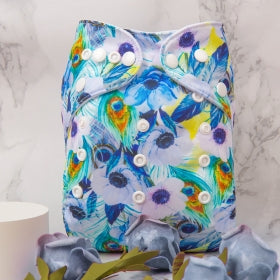 Alva Baby Floral Peacock Pocket Nappy|Summer Sweets Baby