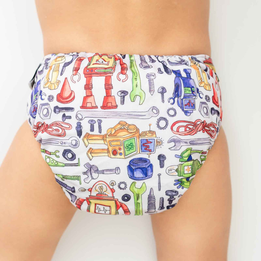 Designer Bums All-in-Two (Ai2) Cloth Nappy - Robots|Summer Sweets Baby