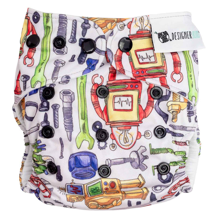 Designer Bums All-in-Two (Ai2) Cloth Nappy - Robots|Summer Sweets Baby