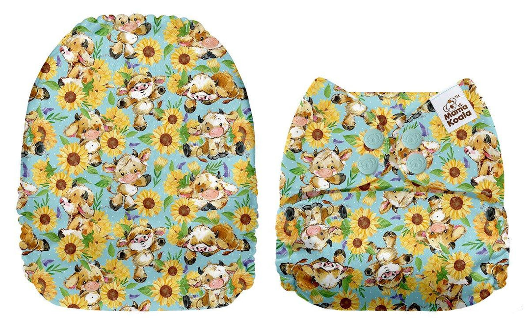 Mama Koala Sunflowers & Cows Pocket Nappy|Summer Sweets Baby