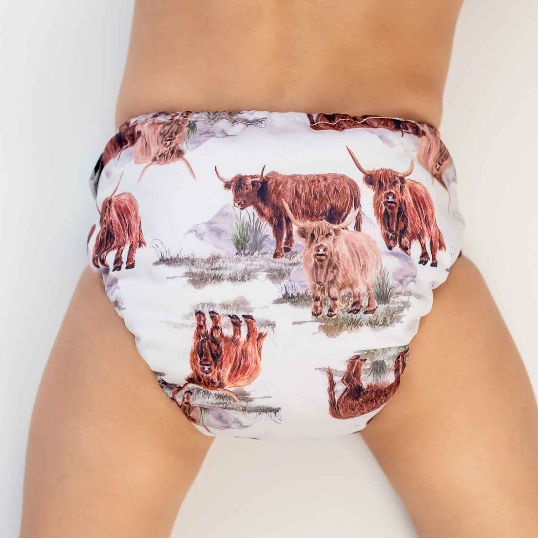 Designer Bums All-in-Two (Ai2) Cloth Nappy - Highland Cows|Summer Sweets Baby