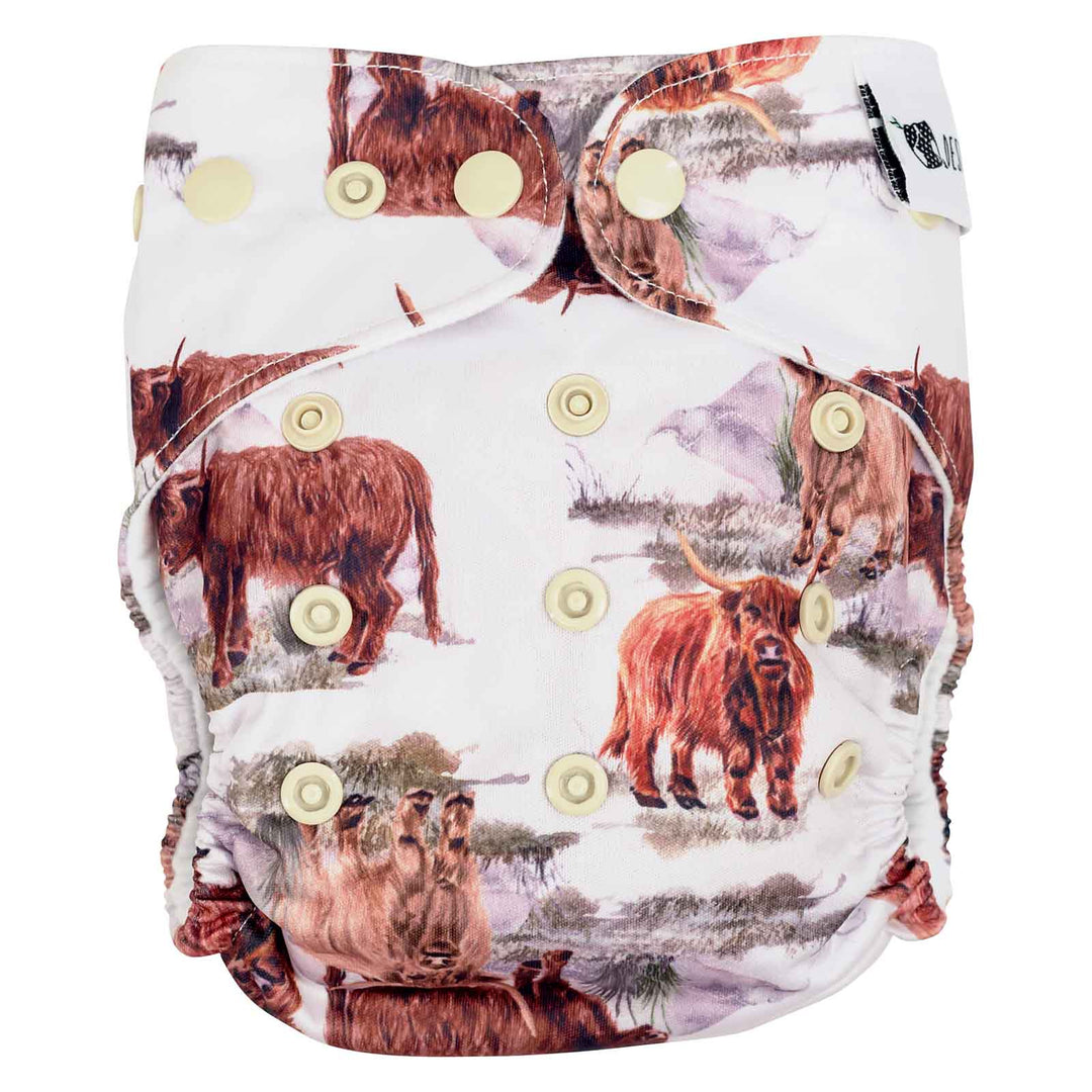 Designer Bums All-in-Two (Ai2) Cloth Nappy - Highland Cows|Summer Sweets Baby