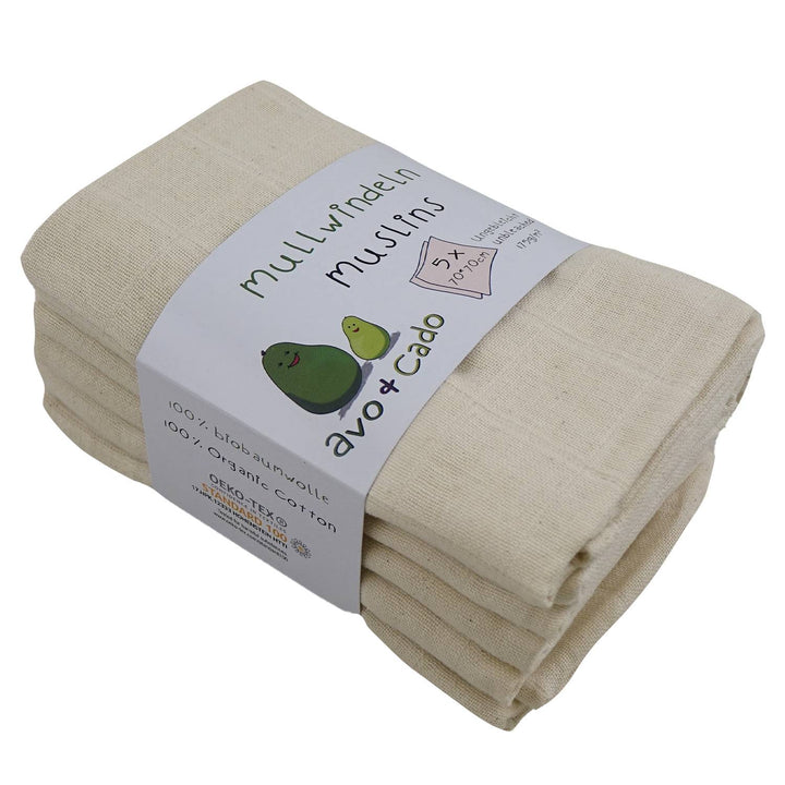 Avo & Cado Unbleached Muslin Nappies (5 Pack)