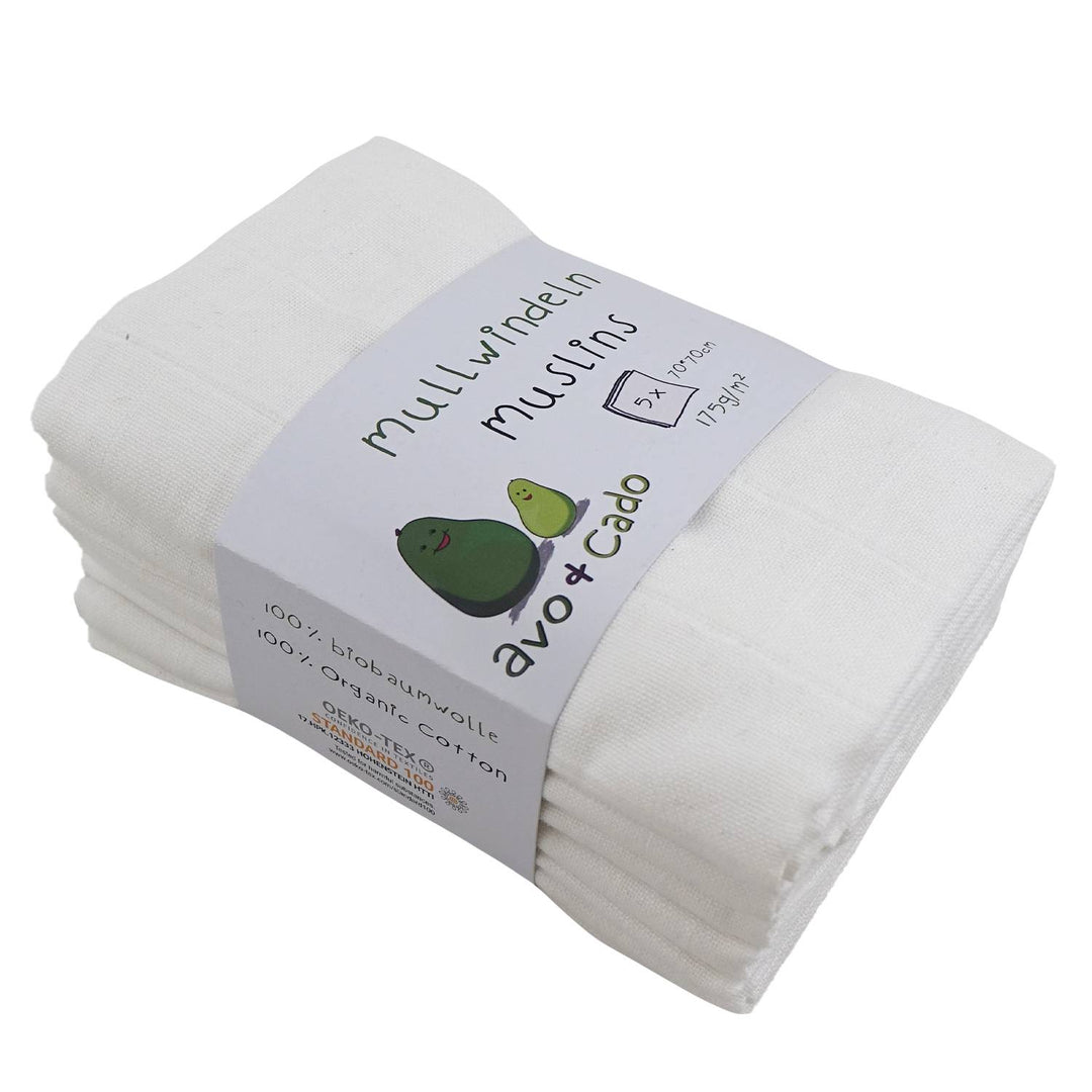 Avo & Cado Bleached Muslin Nappies (5 Pack)