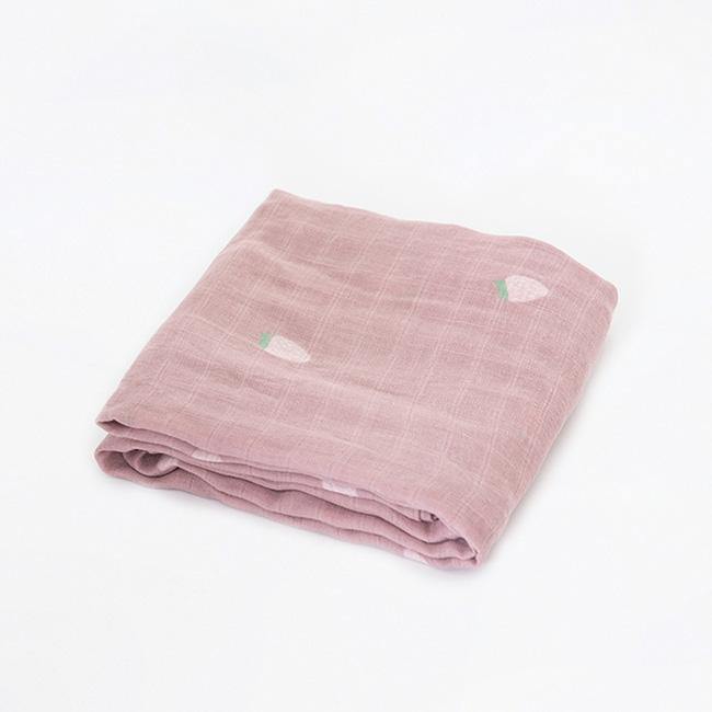 La Petite Ourse Muslin Swaddle Blanket - Strawberry|Summer Sweets Baby